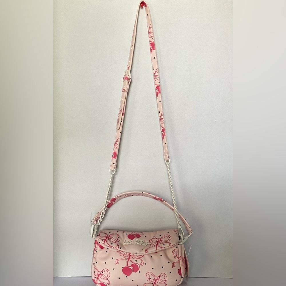 Luv Betsey by Betsey Johnson Pink Bow Cherries Hearts Crossbody Bag - Picture 4 of 16